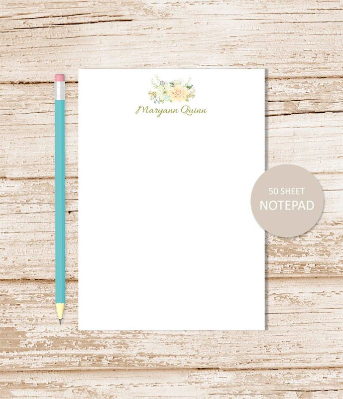 personalized notepad . FLORAL notepad . peach flower, flowers note pad . watercolor notepad . personalized stationery . womens stationary