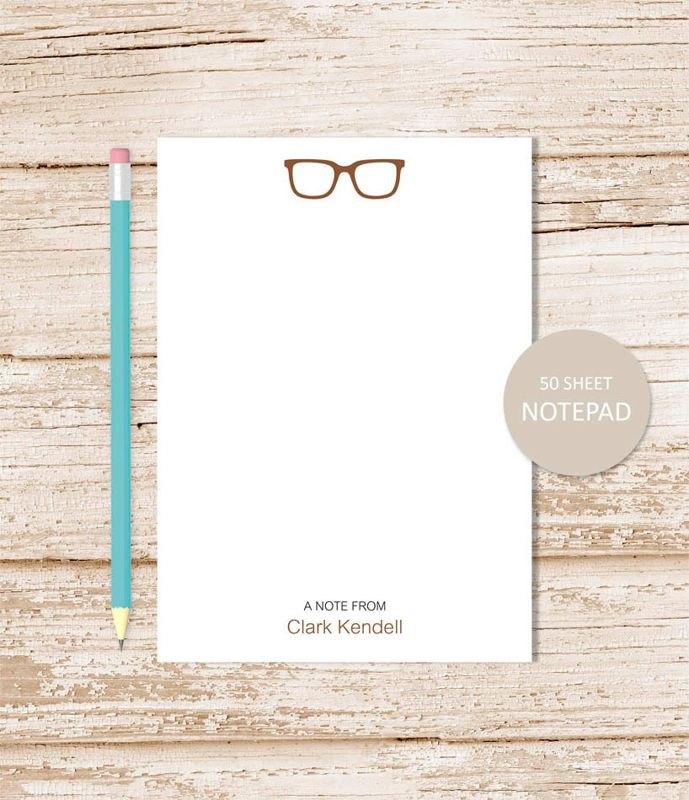 personalized notepad . GLASSES notepad . eyeglasses note pad . personalized stationery . glasses stationary notepad