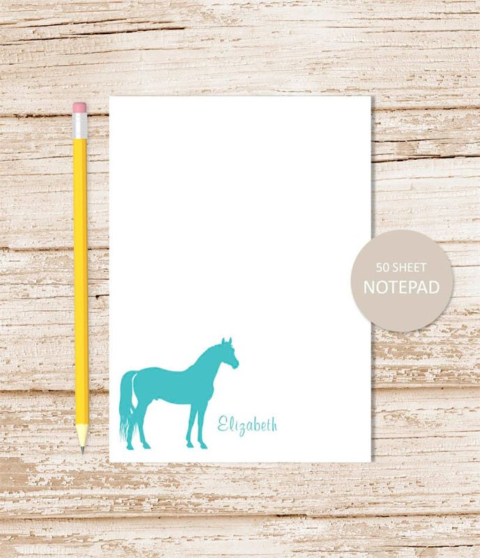 personalized notepad . HORSE . note pad . personalized stationery . horse silhouette stationary . color choices