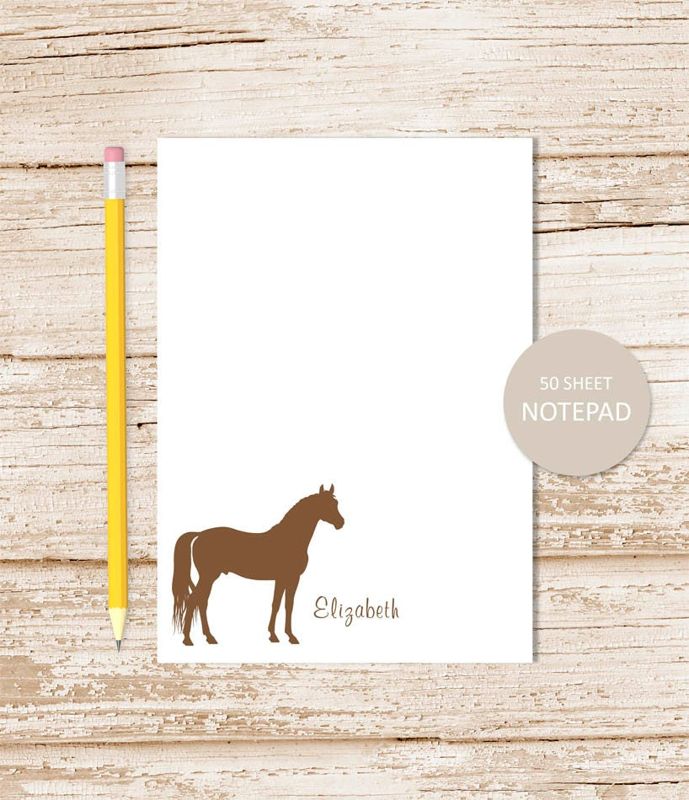 personalized notepad . HORSE . note pad . personalized stationery . horse silhouette stationary . color choices
