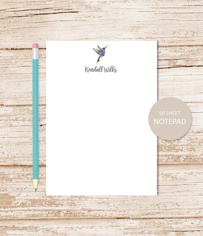 personalized notepad . HUMMINGBIRD . note pad . notepad . personalized stationery . stationary gift . watercolor hummingbird, birds