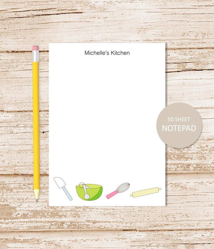 personalized notepad . KITCHEN notepad . grocery list . baker, cook note pad . personalized stationery stationary