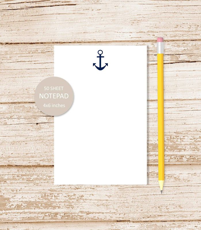 anchor notepad . anchor note pad . sailing nautical stationery, stationary | 4x6 inches