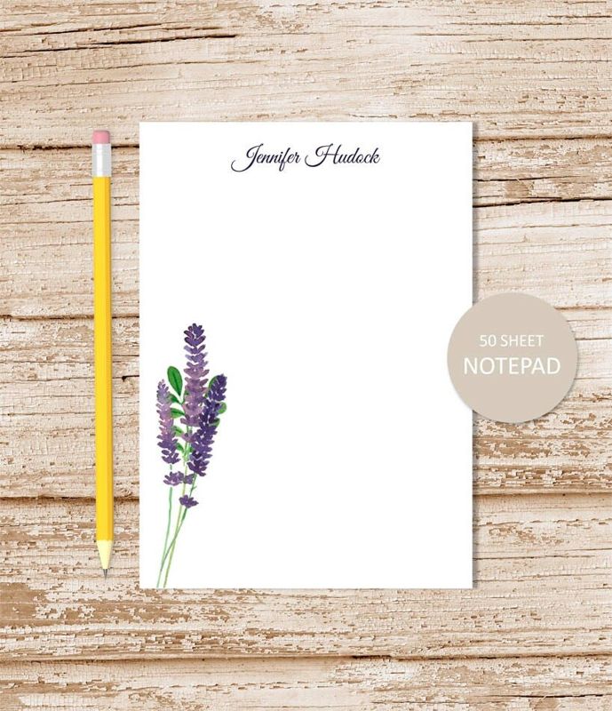 personalized notepad . LAVENDER notepad . lavender note pad . personalized stationery . botanical stationary