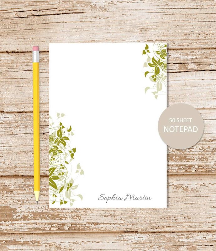 personalized notepad . LEAFY EDGE . leaves leaf . ivy notepad . personalized stationery botanical stationary
