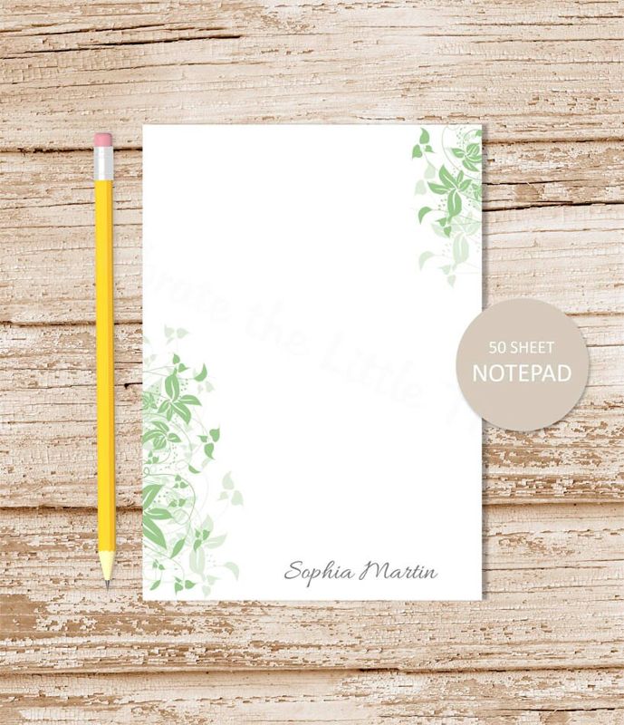 personalized notepad . LEAFY EDGE . leaves leaf . ivy notepad . personalized stationery botanical stationary