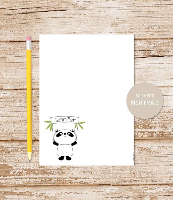 personalized notepad . PANDA BEAR . note pad . girls stationery . stationary