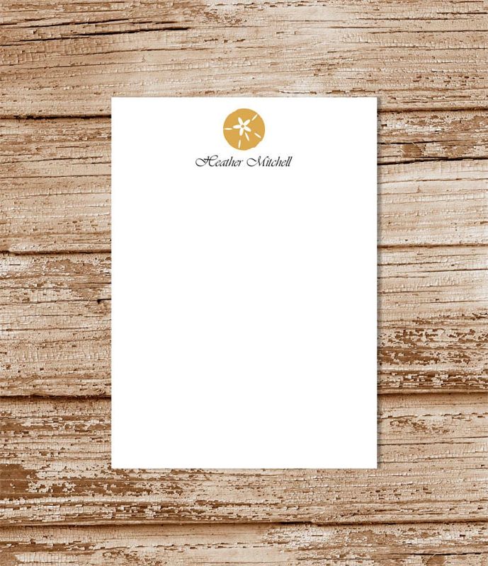 personalized notepad . SAND DOLLAR note pad . personalized stationery . seashell stationary . beach nature summer