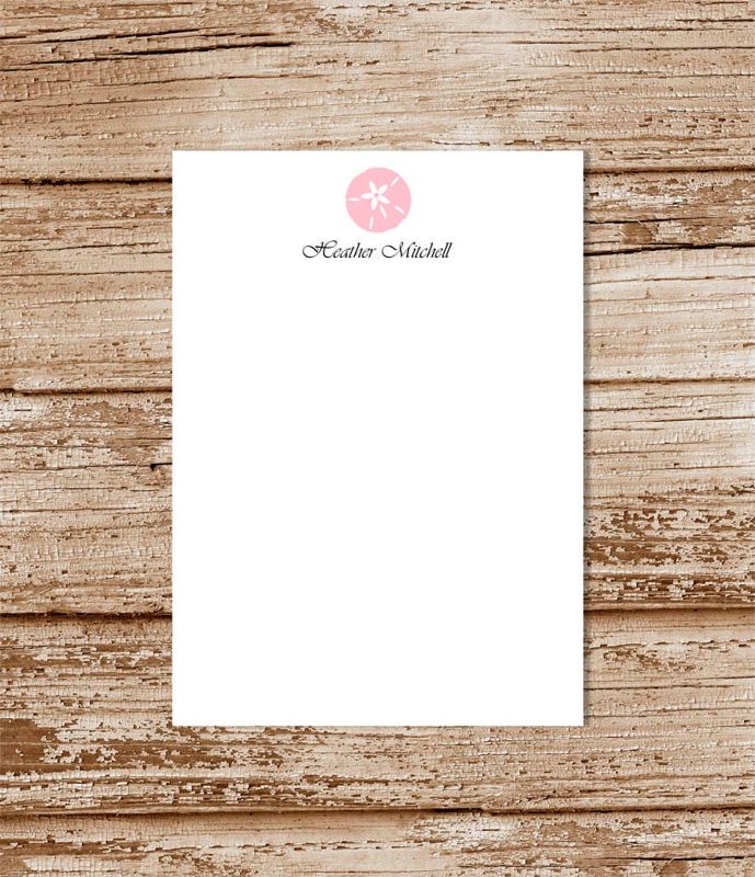 personalized notepad . SAND DOLLAR note pad . personalized stationery . seashell stationary . beach nature summer