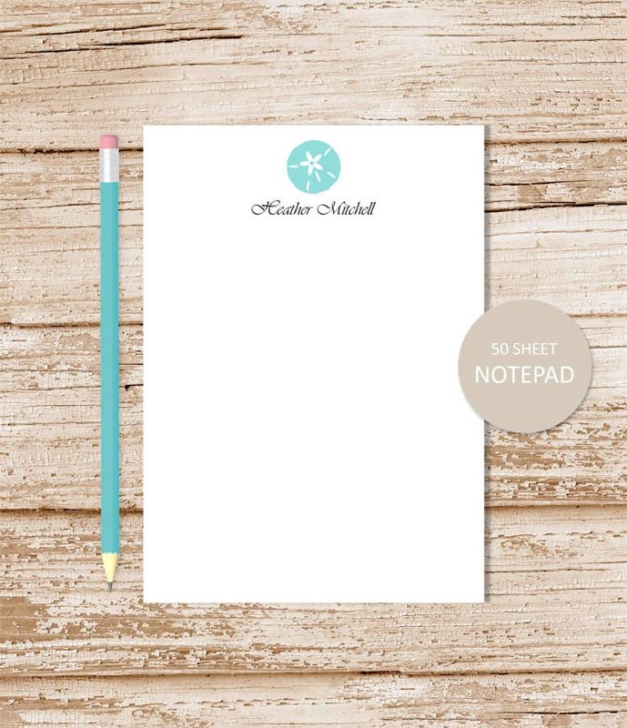 personalized notepad . SAND DOLLAR note pad . personalized stationery . seashell stationary . beach nature summer