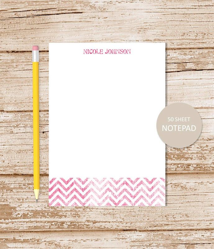 personalized notepad . SHABBY CHEVRON . note pad . custom stationery . personalized stationary