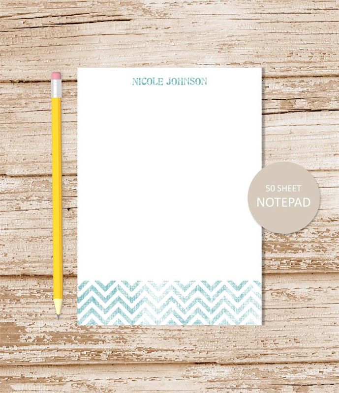 personalized notepad . SHABBY CHEVRON . note pad . custom stationery . personalized stationary