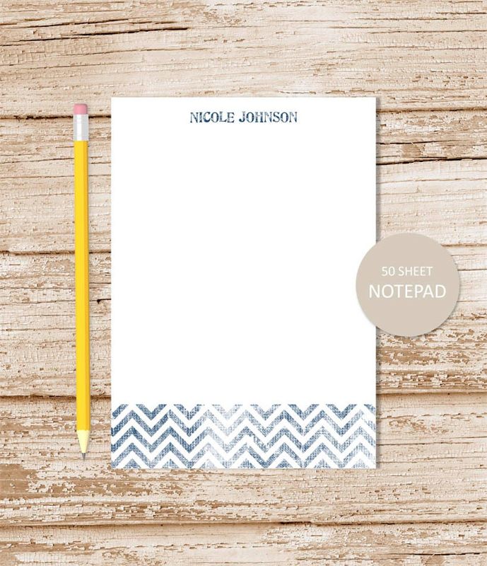 personalized notepad . SHABBY CHEVRON . note pad . custom stationery . personalized stationary