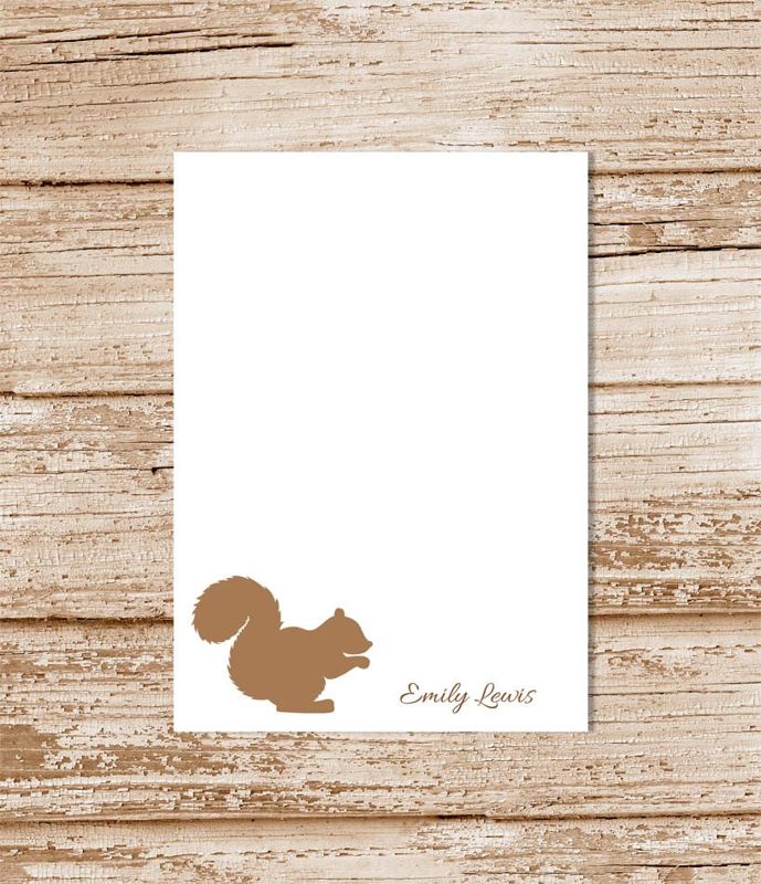 personalized notepad . SQUIRREL SILHOUETTE . note pad . personalized stationery . stationary notepad . woodland forest