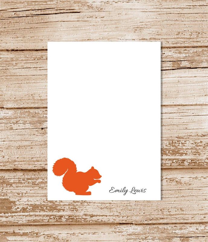 personalized notepad . SQUIRREL SILHOUETTE . note pad . personalized stationery . stationary notepad . woodland forest
