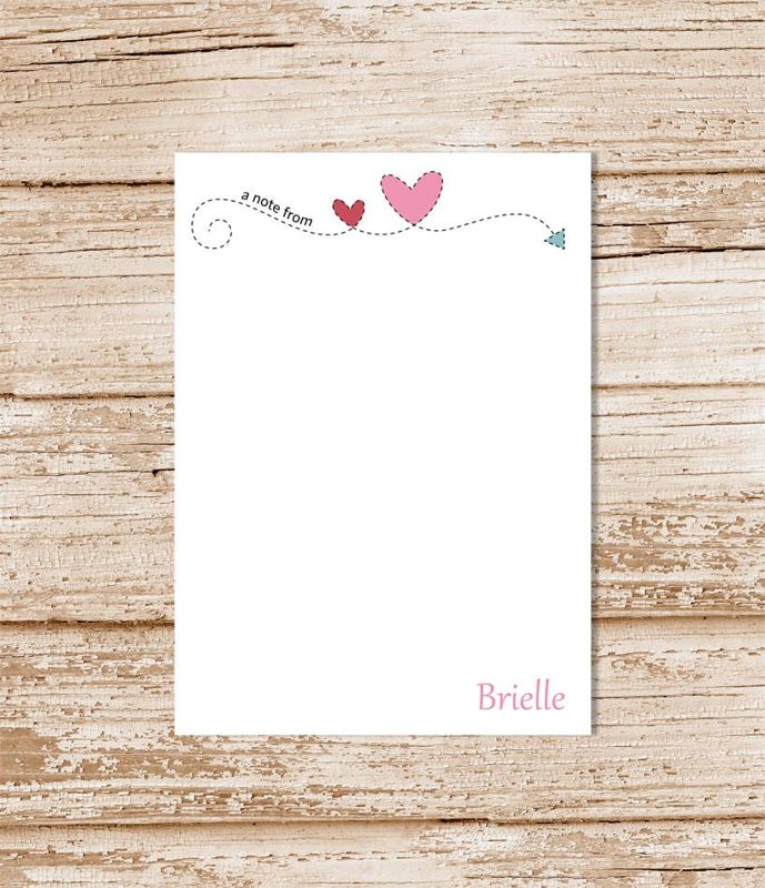 personalized notepad . STITCHED ARROW HEART notepad . arrow note pad . personalized stationery . teen stationary