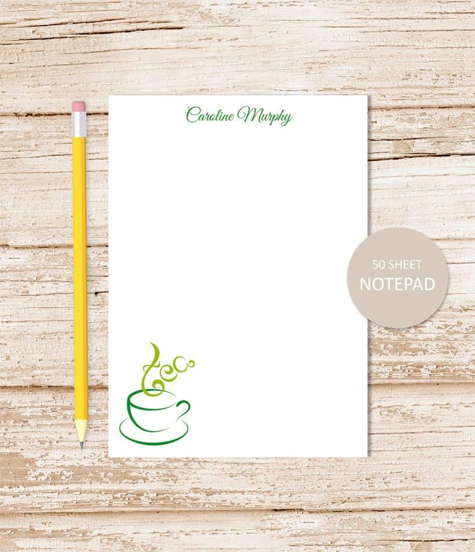 personalized notepad . TEA . tea lovers note pad . hot tea . tea cup . personalized stationery . teacup stationary