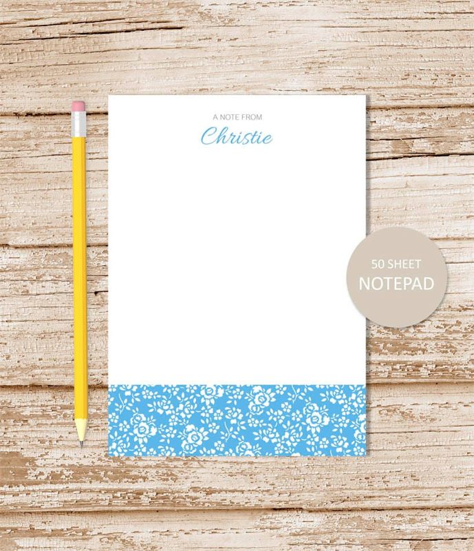 personalized notepad . VINTAGE FLORAL BORDER notepad . flower note pad . personalized stationery . botanical stationary . gift for her
