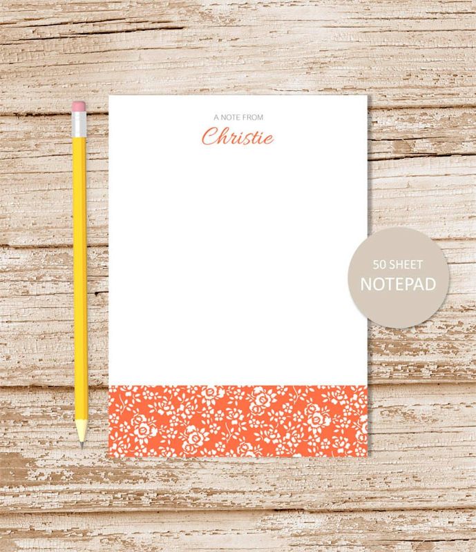 personalized notepad . VINTAGE FLORAL BORDER notepad . flower note pad . personalized stationery . botanical stationary . gift for her
