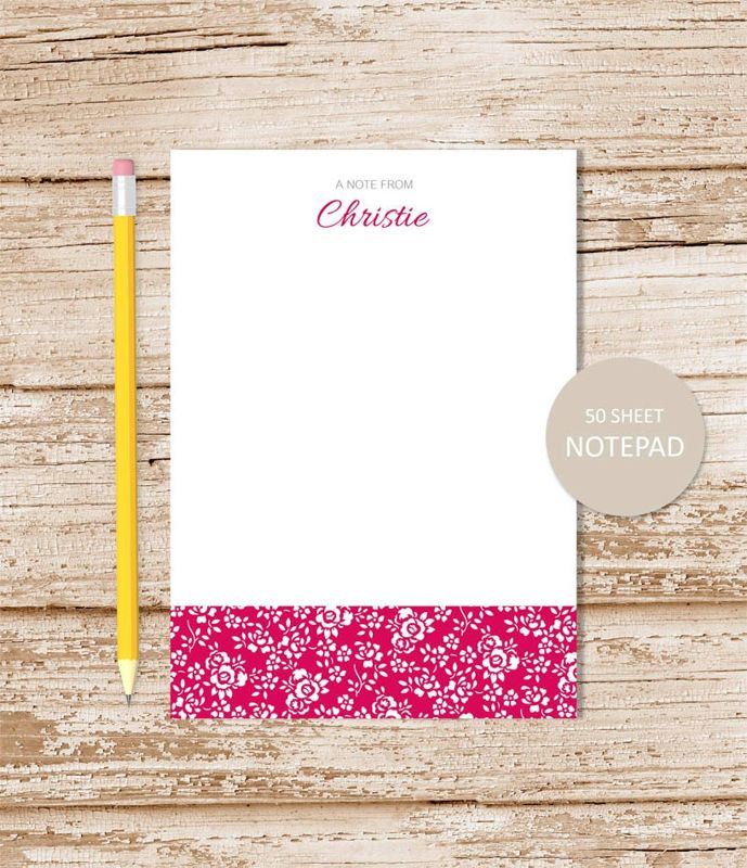 personalized notepad . VINTAGE FLORAL BORDER notepad . flower note pad . personalized stationery . botanical stationary . gift for her