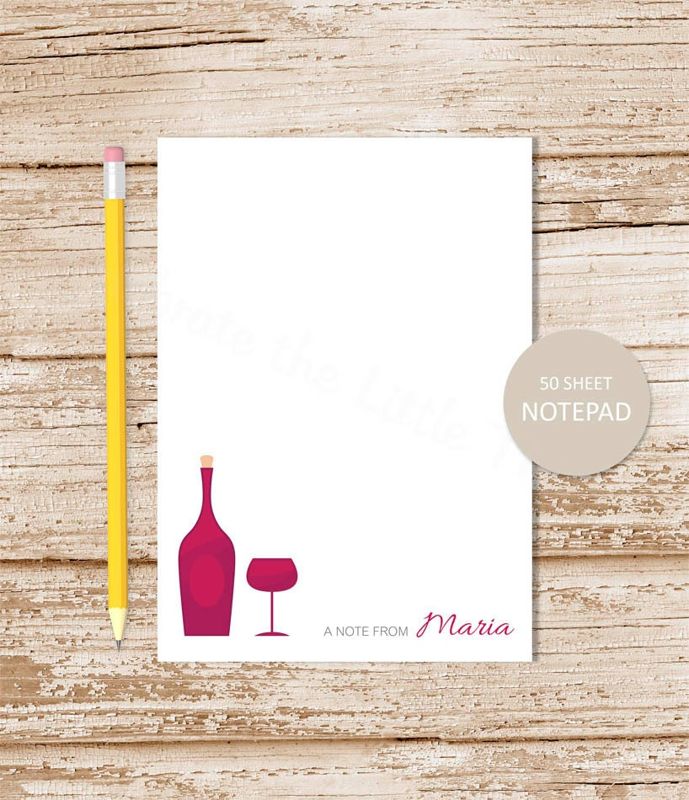 personalized notepad . WINE . wine connoisseur notepad . wine lover note pad . personalized stationery . wine stationary