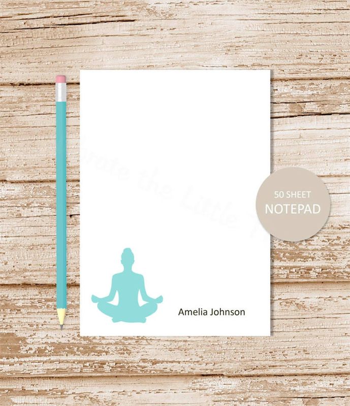 personalized notepad . YOGA . note pad . personalized stationery . yoga stationary . meditation notepad