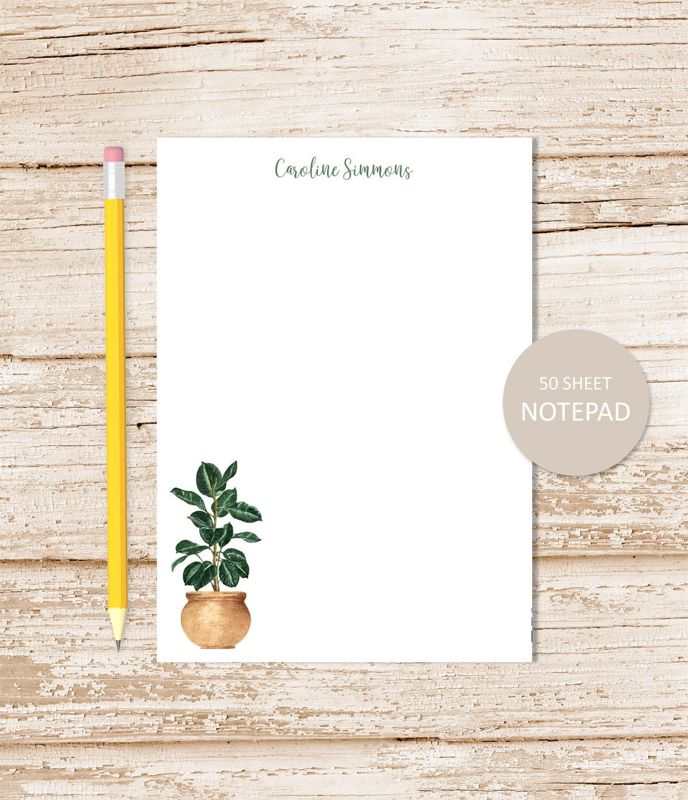 personalized notepad, note pad . HOUSE PLANT. notepad . watercolor indoor plant. personalized stationery . stationary gift