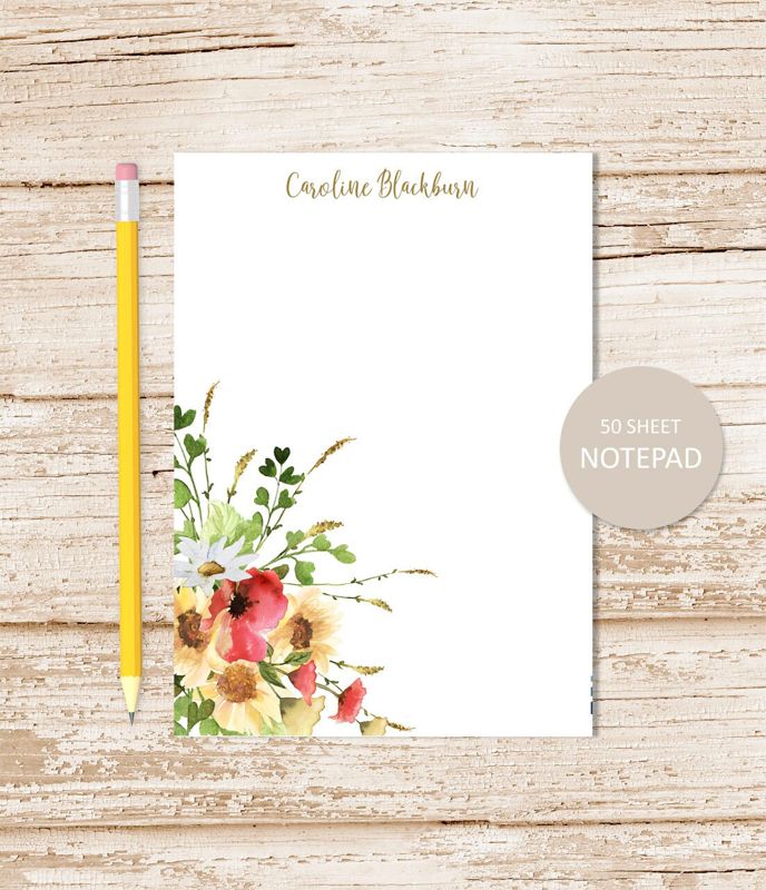 Sunflowers and Poppy Notepad