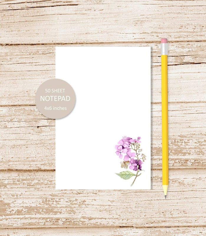 hydrangea notepad . watercolor purple hydrangea note pad . floral, flowers stationery . stationary . botanical, garden | 4x6 inches
