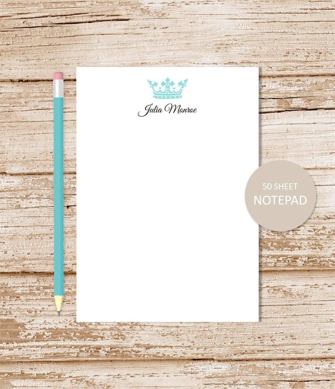 crown personalized stationery set . royal crown notepad + note card set . notecards note pad . royalty formal stationary gift set