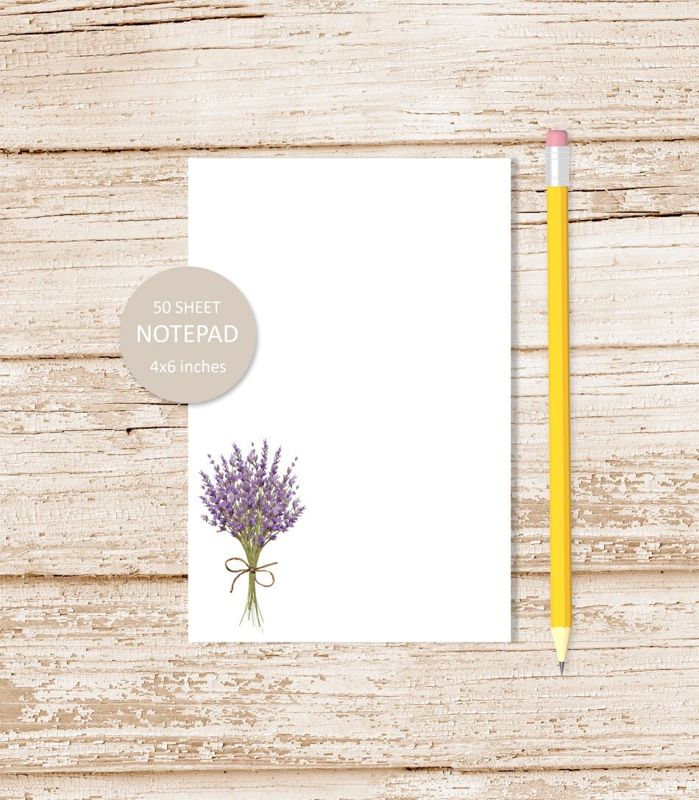 lavender notepad . watercolor lavender note pad . floral note pad . flowers stationery . stationary . botanical, garden | 4x6 inches