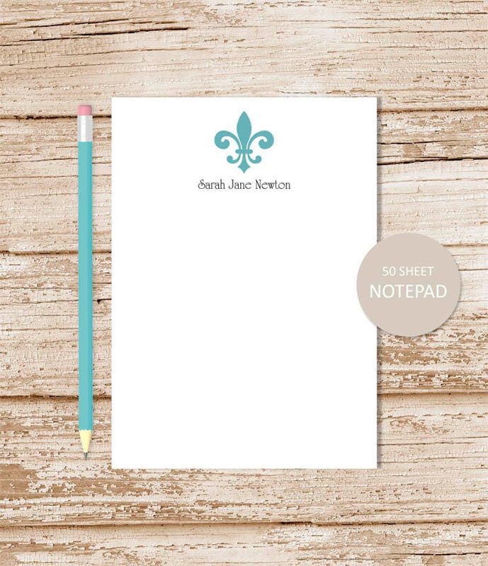 fleur de lis personalized stationery set . notepad + note card set . womens, mens notecards . formal note pad stationary set . gift set