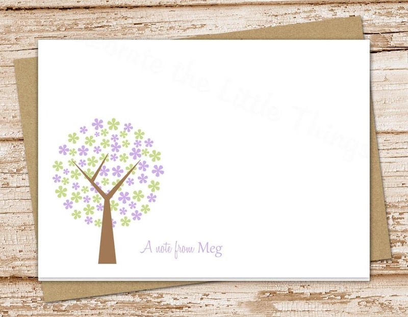 Flowering Tree Personalized Note Card Set