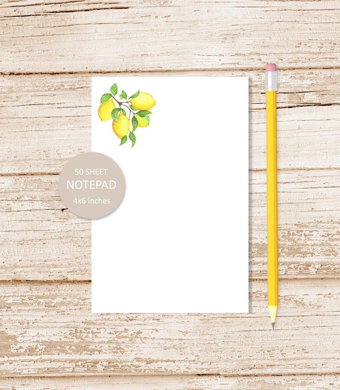 lemons notepad . watercolor lemon note pad .  fruit, nature, summer , stationery stationary | 4x6 inches