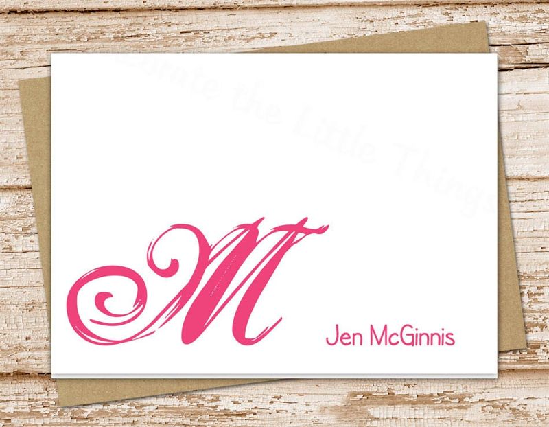initial note cards . monogram notecards . cursive initial . folded cards . personalized stationery stationary . set of 10