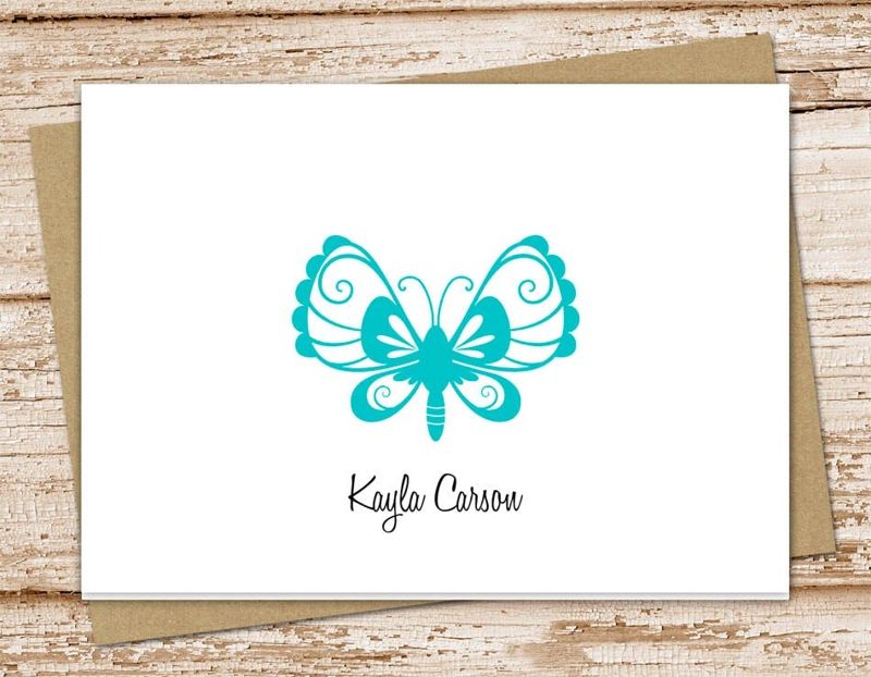 personalized butterfly note cards . butterfly notecards . personalized stationery . stationary . folded cards . set of 10