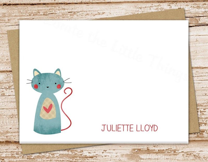 personalized cat stationery set . patchwork cat notepad + note card set . notecards note pad . kitty cat stationary set . cat lover gift set