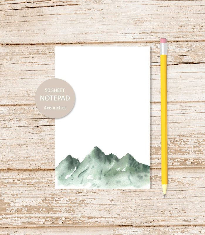 mountains notepad . watercolor mountain note pad .  outdoors, nature, camping, hiking stationery | 4x6 inches