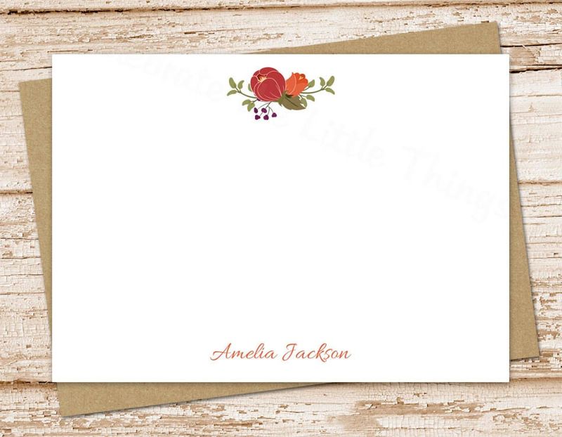 floral note card set . FLAT notecards . rustic autumn stationery . wedding, bridesmaid, flowers, botanical, fall. set of 12