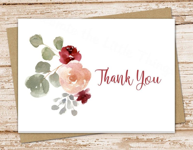 floral thank you cards . bohemian watercolor stationery, stationary . folded note cards . flowers, botanical wedding women . set of 10