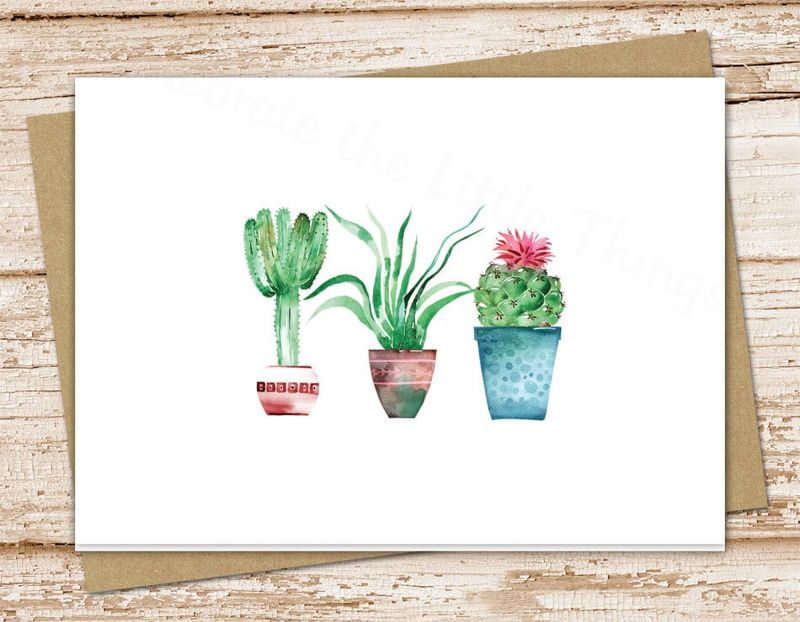 cactus card set . stationery set . cactus cards . succulents greeting cards notes . watercolor cacti folded stationary . blank cards set