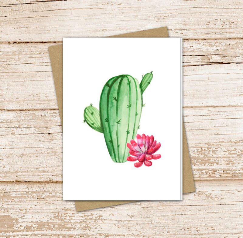 cactus succulent card set . watercolor note cards . nature . blank cards notecards . folded stationery . thank you . stationary set