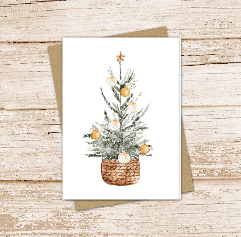 Christmas tree card set . watercolor holiday cards . Christmas cards . greeting cards . blank cards