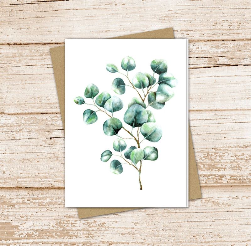 eucalyptus card set . watercolor eucalyptus note cards . silver dollar eucalyptus. blank cards notecards . folded stationery, stationary