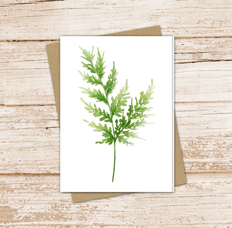 fern leaf card set . watercolor fern note cards . nature outdoors. blank cards notecards . folded stationery, stationary