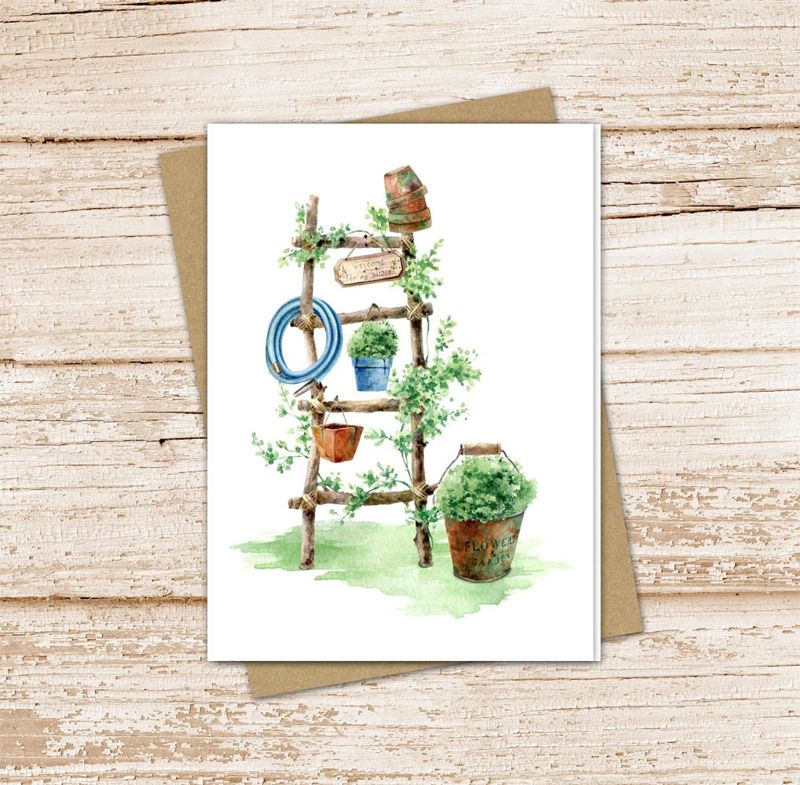 garden card set .  watercolor herbs note cards . farmhouse  nature, gardening. blank note cards . folded stationery . stationary set