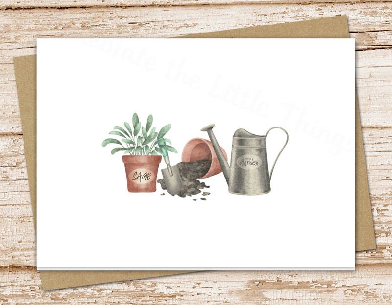 herbs card set . stationery set . gardening cards . greeting cards notes . watercolor plants gardener . folded stationary . blank cards set