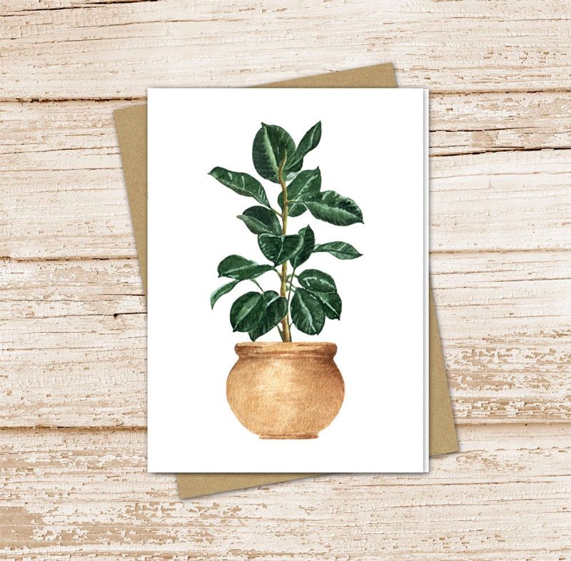 house plant card set . watercolor plant note cards . indoor plants . blank cards . folded stationery