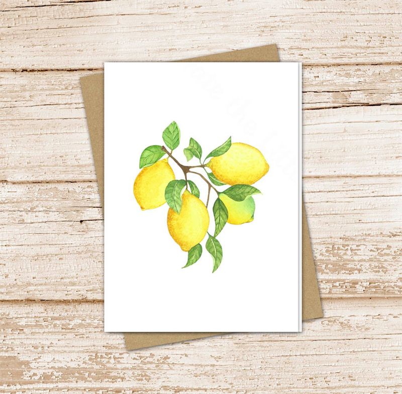 lemons card set .  watercolor lemon note cards . fruit nature. blank note cards . notecards . folded stationery . thank you . stationary set