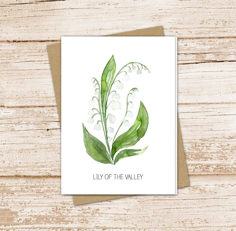 lily of the valley card set .  watercolor flowers . may birth month . floral note cards . nature garden . blank cards, folded stationery